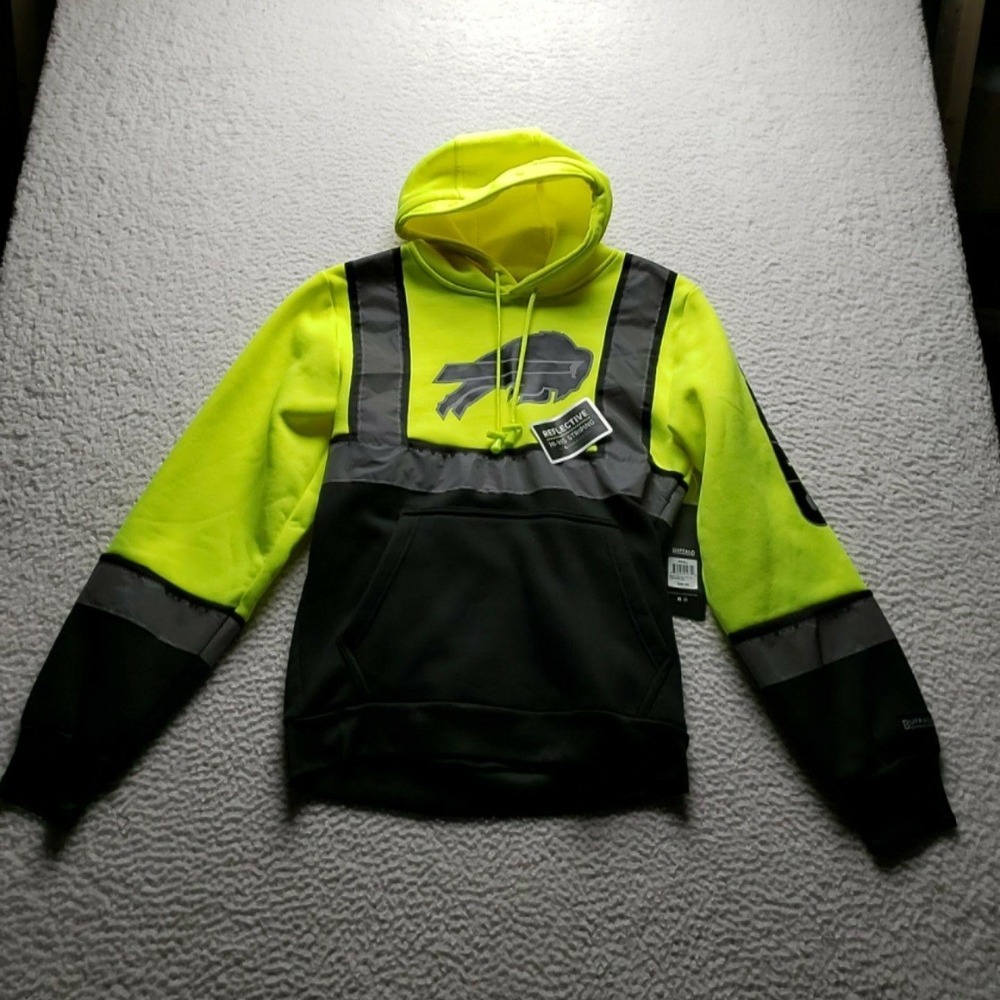 Buffalo Bills Hoodie Mens Small Yellow NFL Football Hi Vis Buffalo Outdoors